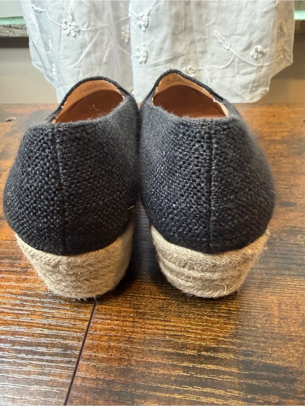 LifeStride Kamilla Women's Black Canvas Espadrille Wedges Size 8M